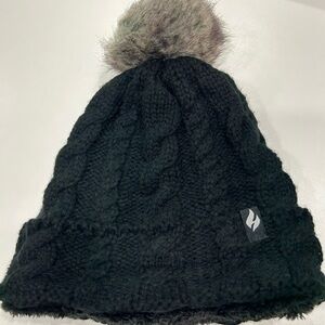 Black Knit Beanie with Pom Pom